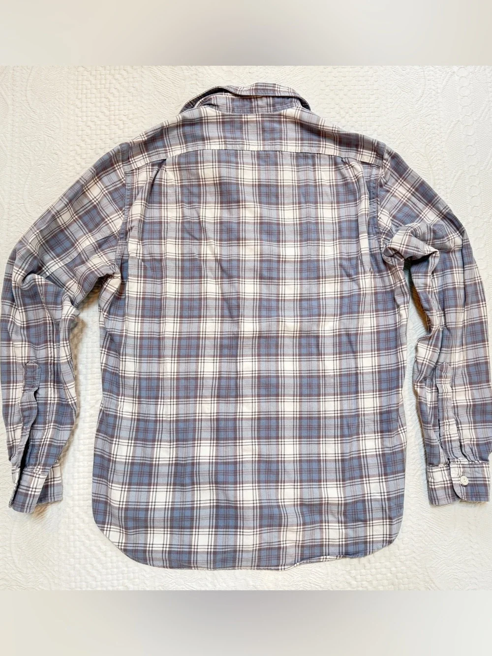 J. Crew Flannel Button Down Shirt Mens Medium Light Blue Gray 100% Cotton